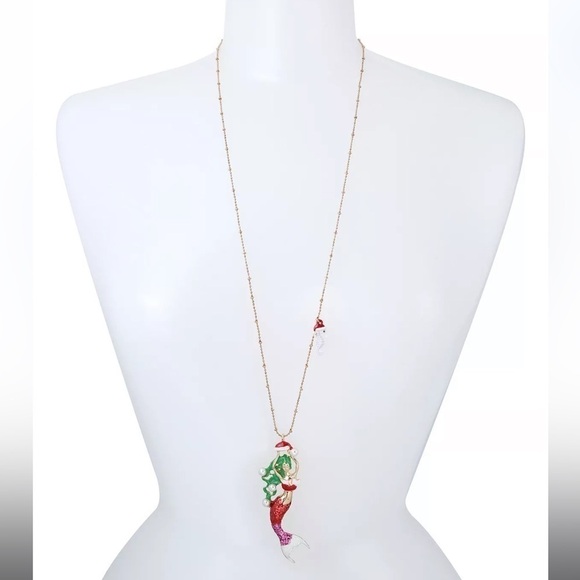Betsey Johnson Christmas Mermaid Necklace - Picture 2 of 3